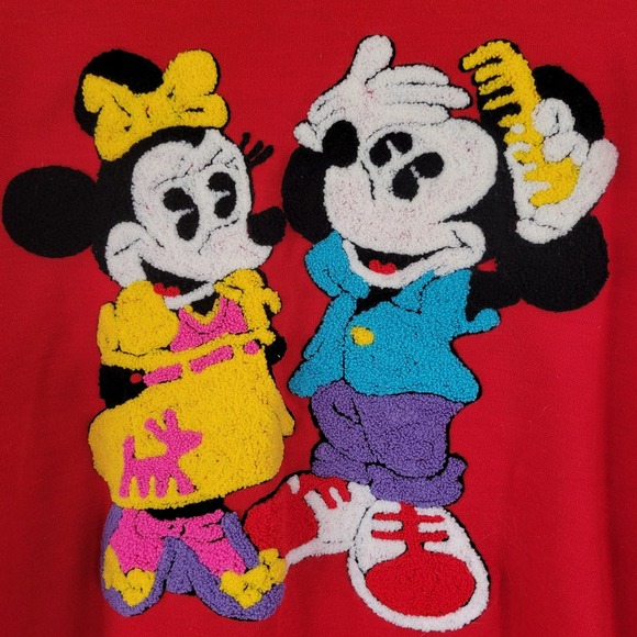 Vintage Sunday Comics Mickey and Minnie Sweatshirt Chenille Medium - Picture 3 of 6